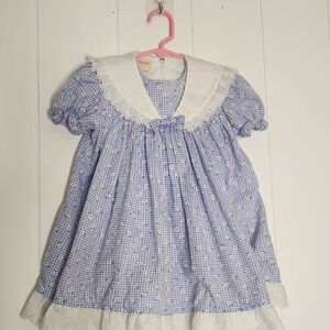 Charming Blue and White Kids Casual Dress